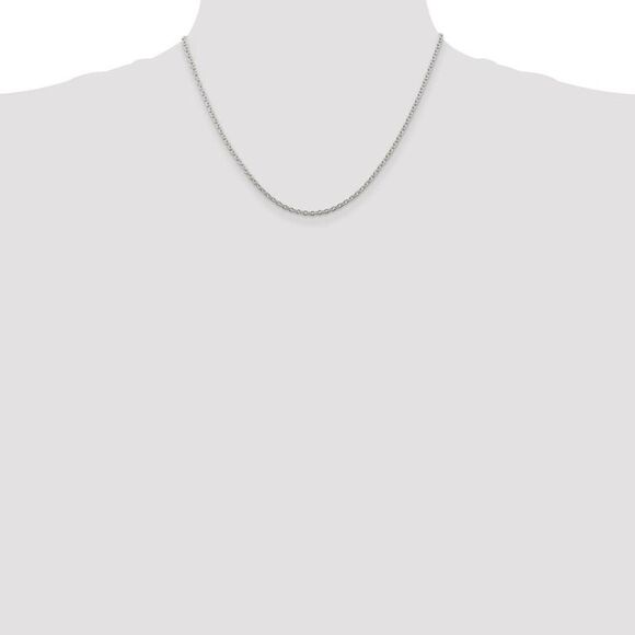 2.25mm Sterling Silver Classic Solid Cable Chain Necklace, 18 Inch - Picture 2 of 8